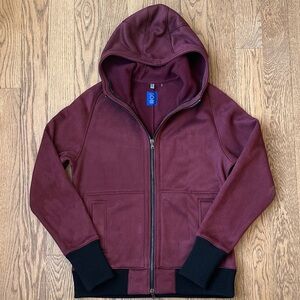 EFM Donrad Duncan Burgundy Faux Suede Zip-Up Hoodie – Size S